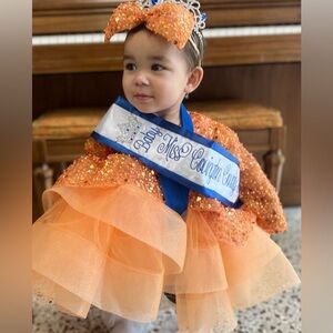 Orange Handmade Pageant/Party Dress